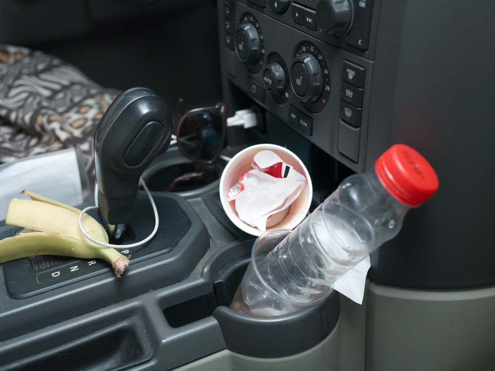 Closeup of a junk inside a car.